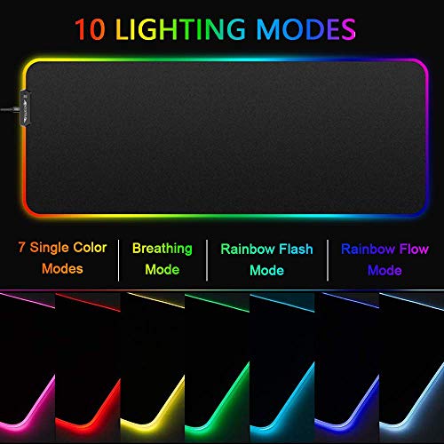 LexonElec Wireless 2.4G wiederaufladbare Tastatur Maus Set 3800mAh Große Kapazität Regenbogen-Gamer-Tastatur mit Hintergrundbeleuchtung 2400DPI 7 Farben Atmungsmaus e Mäuse Großes RGB-Gaming-Mauspad Bild 2