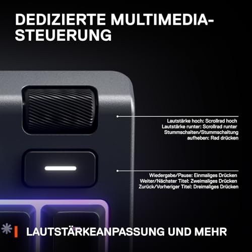 SteelSeries Apex 3 - Gaming Tastatur - 10-Zonen RGB-Beleuchtung - Premium magnetische Handballenauflage - Amerikanisch (QWERTY) Layout, Schwarz Bild 6