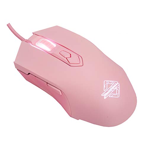 Lomiluskr AJ52 Gaming-Maus, kabelgebunden, 7 programmierbare Tasten, Computermäuse mit RGB-LED-Hintergrundbeleuchtung, 200–4800 DPI einstellbar, für Windows/Mac OS/Linux (Pink) Bild 1