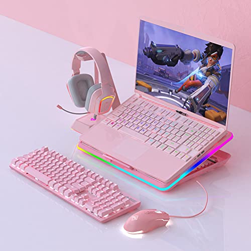 Lomiluskr AJ52 Gaming-Maus, kabelgebunden, 7 programmierbare Tasten, Computermäuse mit RGB-LED-Hintergrundbeleuchtung, 200–4800 DPI einstellbar, für Windows/Mac OS/Linux (Pink) Bild 5