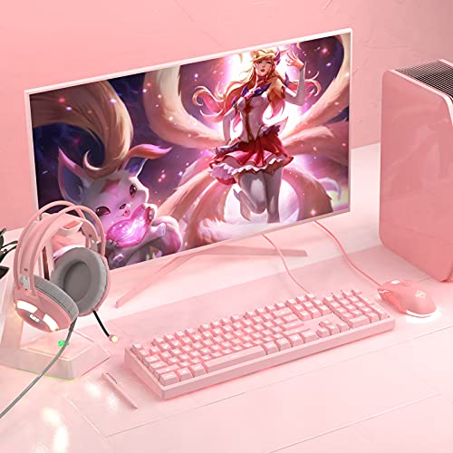 Lomiluskr AJ52 Gaming-Maus, kabelgebunden, 7 programmierbare Tasten, Computermäuse mit RGB-LED-Hintergrundbeleuchtung, 200–4800 DPI einstellbar, für Windows/Mac OS/Linux (Pink) Bild 6