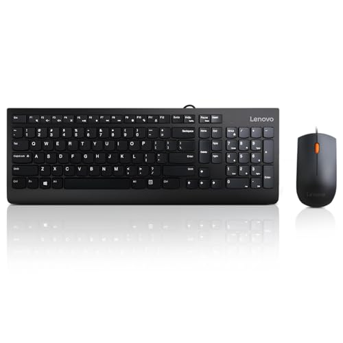 Lenovo 300 USB Combo, Full-Size Wired Tastatur & Maus, Ergonomische, Links- oder Rechtshänder, Optische Maus, GX30M39606, Schwarz Bild 1
