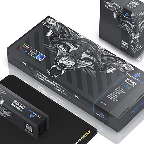TITANWOLF Tastatur und Maus Set und Mauspad, Mechanische Tastatur ALUMAR MMO 10800dpi Gaming Maus Specialist XXL Mauspad, Mechanical Keyboard, Anti-Ghosting, LED Backlight, 19 Lichtmodi, Makro-Modus Bild 7