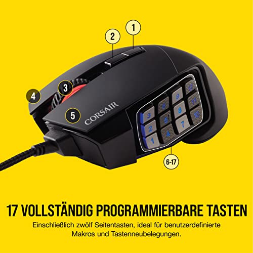 CORSAIR SCIMITAR RGB ELITE Kabelgebundene MOBA/MMO Gaming-Maus - 18.000 DPI - 17 programmierbare Tasten - iCUE-Kompatibel - PC, Mac, PS5, PS4, Xbox - Schwarz Bild 5