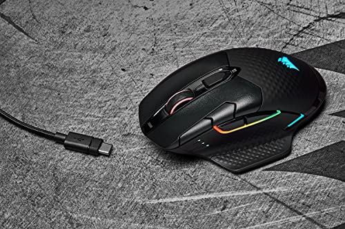 CORSAIR DARK CORE RGB PRO SE Drahtlose FPS/MOBA-Gaming-Maus mit Qi-Wireless-Ladefunktion – 18,000 DPI – 8 Programmierbare Tasten – iCUE-Kompatibel – PC, Mac, PS5, PS4, Xbox – Schwarz Bild 2