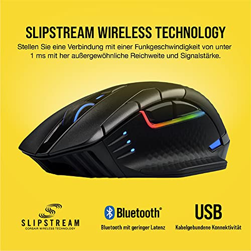 CORSAIR DARK CORE RGB PRO Wireless FPS/MOBA Gaming Maus - 18.000 DPI - 8 Programmierbare Tasten - Sub-1ms Wireless - iCUE Kompatibel - PC, Mac, PS5, PS4, Xbox - Schwarz Bild 4