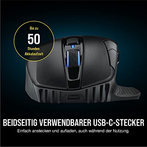 CORSAIR DARK CORE RGB PRO Wireless FPS/MOBA Gaming Maus - 18.000 DPI - 8 Programmierbare Tasten - Sub-1ms Wireless - iCUE Kompatibel - PC, Mac, PS5, PS4, Xbox - Schwarz Bild 6