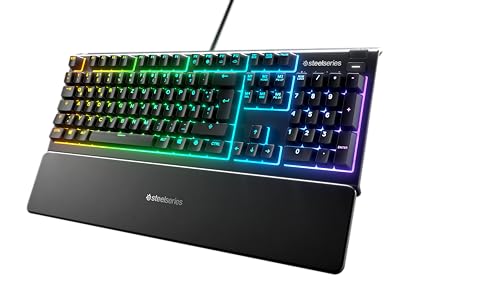 SteelSeries Apex 3 Gaming Tastatur - 10-Zonen RGB-Beleuchtung - Flüsterleise Gaming-Switches - Premium magnetische Handballenauflage - IP32 wassergeschützt - Deutsches (QWERTZ) Layout Bild 1