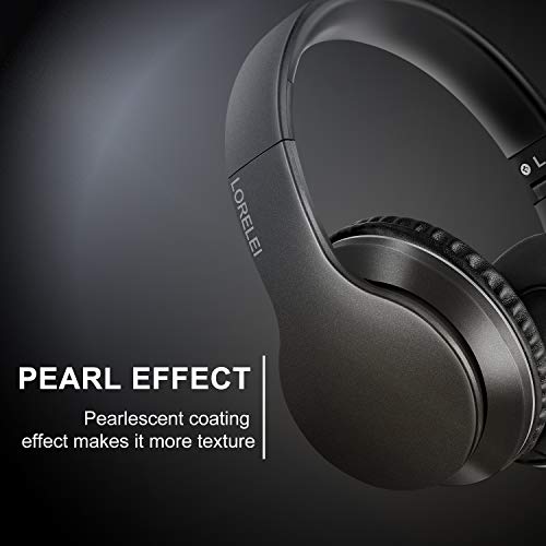 LORELEI X6 Over-Ear Headphones with Microphone, Lightweight Foldable & Portable Stereo Bass Headphones with 1.45M No-Tangle, Wired Headphones for Smartphone Tablet MP3 / 4 (Space Black) Bild 2