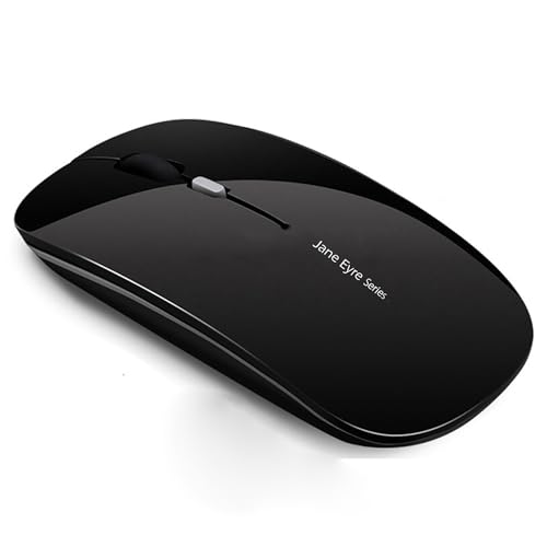 Uiosmuph Q5 Kabellos Maus, Wiederaufladbar Funkmaus 2.4G Leise Funkmaus Ultra Dünn Wireless Computermaus 1600 DPI Mit Mäuse mit USB-Empfänger Typ C für Laptop, PC, Linux, MacBook (Schwarz) Bild 1