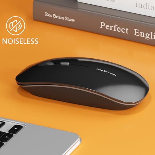 Uiosmuph Q5 Kabellos Maus, Wiederaufladbar Funkmaus 2.4G Leise Funkmaus Ultra Dünn Wireless Computermaus 1600 DPI Mit Mäuse mit USB-Empfänger Typ C für Laptop, PC, Linux, MacBook (Schwarz) Bild 6