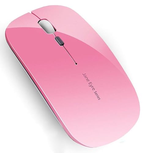 Uiosmuph Q5 Kabellos Maus, Wiederaufladbar Funkmaus 2.4G Leise Funkmaus Ultra Dünn Wireless Computermaus 1600 DPI Mit Mäuse mit USB-Empfänger Typ C für Laptop, PC, Linux, MacBook (Rosa) Bild 1