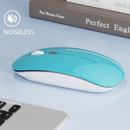 Uiosmuph Q5 Kabellos Maus, Wiederaufladbar Funkmaus 2.4G Leise Funkmaus Ultra Dünn Wireless Computermaus 1600 DPI Mit Mäuse mit USB-Empfänger Typ C für Laptop, PC, Linux (Blau) Bild 6