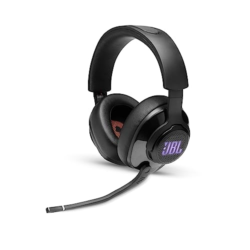 JBL Quantum 400 Over-Ear Gaming Headset – Wired 3,5 mm Klinke und USB – Mit hochklappbarem Boom Mic und QuantumSurround Sound – Schwarz Bild 1