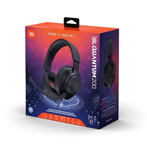 JBL Quantum 200 Over-Ear Gaming Headset – Wired 3,5 mm Klinke und PC-Splitter – Mit hochklappbarem Boom-Mikrofon – Kompatibel mit vielen Plattformen – Schwarz Bild 6