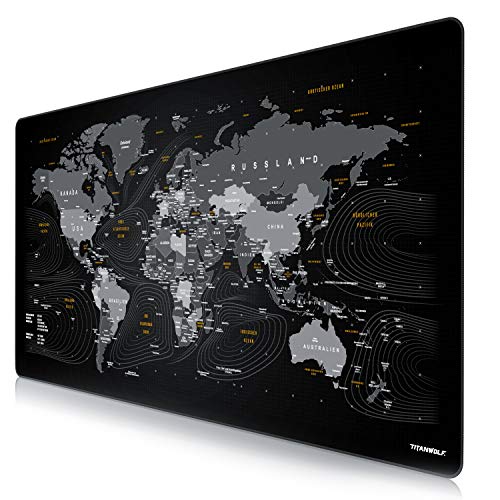 Titanwolf - Übergröße DEUTSCHES Layout Mauspad 1200x600mm Weltkarte - XXXL Mousepad groß mit Motiv - Tischunterlage Large Size - XXL Gaming z.B. für Logitech Maus und Tastatur Bild 1