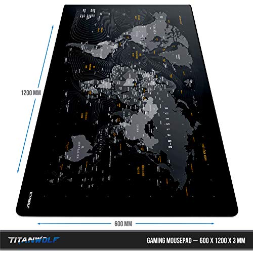Titanwolf - Übergröße DEUTSCHES Layout Mauspad 1200x600mm Weltkarte - XXXL Mousepad groß mit Motiv - Tischunterlage Large Size - XXL Gaming z.B. für Logitech Maus und Tastatur Bild 2