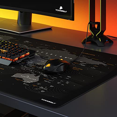 Titanwolf - Übergröße DEUTSCHES Layout Mauspad 1200x600mm Weltkarte - XXXL Mousepad groß mit Motiv - Tischunterlage Large Size - XXL Gaming z.B. für Logitech Maus und Tastatur Bild 5