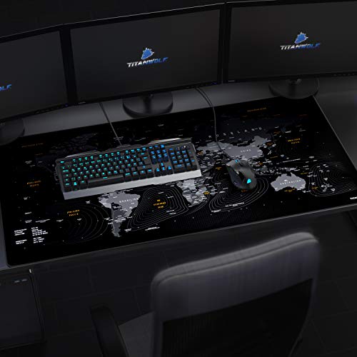 Titanwolf - Übergröße DEUTSCHES Layout Mauspad 1200x600mm Weltkarte - XXXL Mousepad groß mit Motiv - Tischunterlage Large Size - XXL Gaming z.B. für Logitech Maus und Tastatur Bild 6
