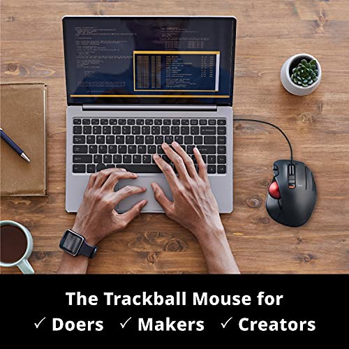 ELECOM EX-G Trackball-Maus, kabelgebunden, Daumensteuerung, ergonomisches Design, 5-Tasten-Funktion mit reibungslosem Tracking, ergonomisches Design, optischer Gaming-Sensor, glatter roter Ball, Bild 2