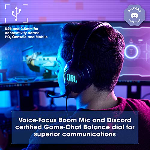JBL Quantum 400 Over-Ear-Gaming-Kopfhörer mit USB- und Game-Chat-Balance-Zifferblatt – Schwarz Bild 3