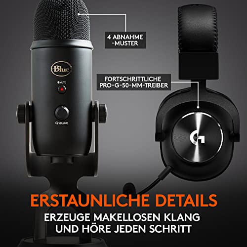 Logitech G PRO X (2. Generation) Gaming-Headset (mit Blue VO! CE, DTS Headphone: X 7.1 und PRO-G 50-mm-Lautsprechern, Blue Microphones Yeti USB-Mikrofon-Blackout - schwarz Bild 3