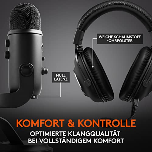Logitech G PRO X (2. Generation) Gaming-Headset (mit Blue VO! CE, DTS Headphone: X 7.1 und PRO-G 50-mm-Lautsprechern, Blue Microphones Yeti USB-Mikrofon-Blackout - schwarz Bild 4