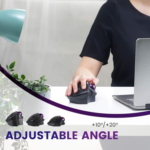 Perixx PERIMICE-720 Kabellose 2.4 GHz und Bluetooth Ergonomische Trackball Maus, Anpassbarer Winkel, 2 DPI Level, Schwarz Bild 2