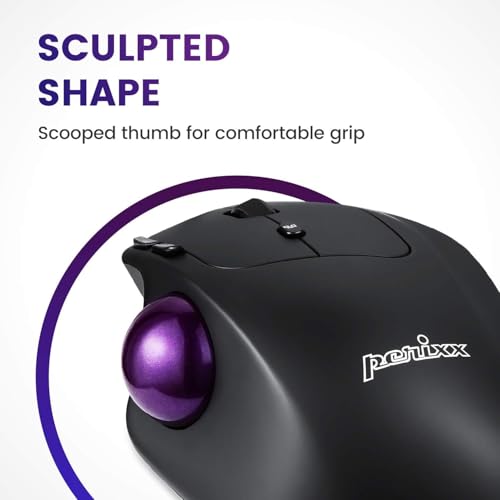 Perixx PERIMICE-720 Kabellose 2.4 GHz und Bluetooth Ergonomische Trackball Maus, Anpassbarer Winkel, 2 DPI Level, Schwarz Bild 6