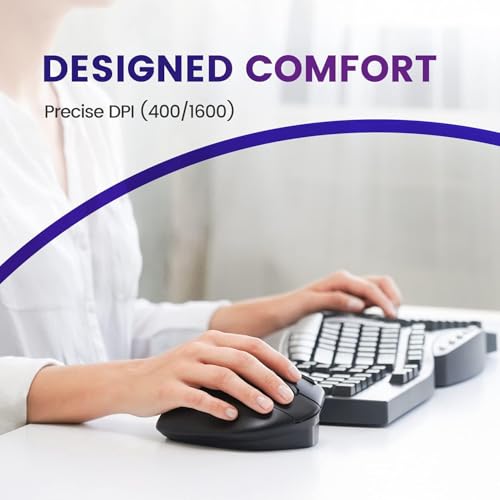 Perixx PERIMICE-720 Kabellose 2.4 GHz und Bluetooth Ergonomische Trackball Maus, Anpassbarer Winkel, 2 DPI Level, Schwarz Bild 7