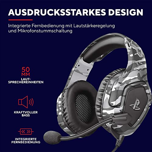 Trust Gaming Headset GXT 488 Forze-G - Offiziell Lizenziert für PlayStation - PS4 und PS5 Headset mit Klappbarem Mikrofon und Einstellbarem Kopfbügel, 3.5mm, Over-Ear Kopfhörer mit Kabel - Grau Bild 2