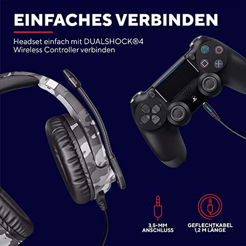 Trust Gaming Headset GXT 488 Forze-G - Offiziell Lizenziert für PlayStation - PS4 und PS5 Headset mit Klappbarem Mikrofon und Einstellbarem Kopfbügel, 3.5mm, Over-Ear Kopfhörer mit Kabel - Grau Bild 4