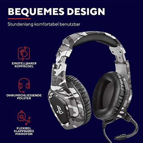 Trust Gaming Headset GXT 488 Forze-G - Offiziell Lizenziert für PlayStation - PS4 und PS5 Headset mit Klappbarem Mikrofon und Einstellbarem Kopfbügel, 3.5mm, Over-Ear Kopfhörer mit Kabel - Grau Bild 5