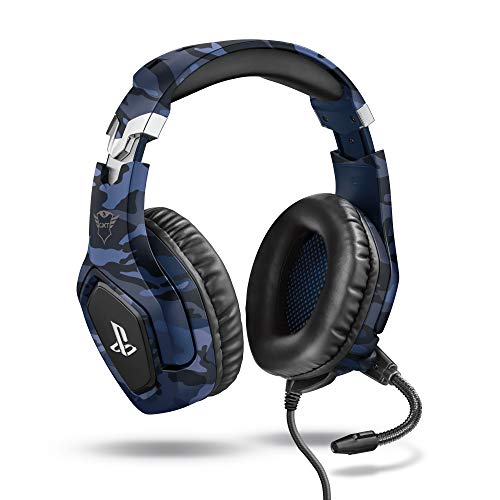 Trust Gaming Headset GXT 488 Forze-B - Offiziell Lizenziert für PlayStation - PS4 und PS5 Headset mit Klappbarem Mikrofon und Einstellbarem Kopfbügel, 3.5mm, Over-Ear Kopfhörer mit Kabel - Blau Bild 1