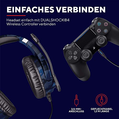 Trust Gaming Headset GXT 488 Forze-B - Offiziell Lizenziert für PlayStation - PS4 und PS5 Headset mit Klappbarem Mikrofon und Einstellbarem Kopfbügel, 3.5mm, Over-Ear Kopfhörer mit Kabel - Blau Bild 4