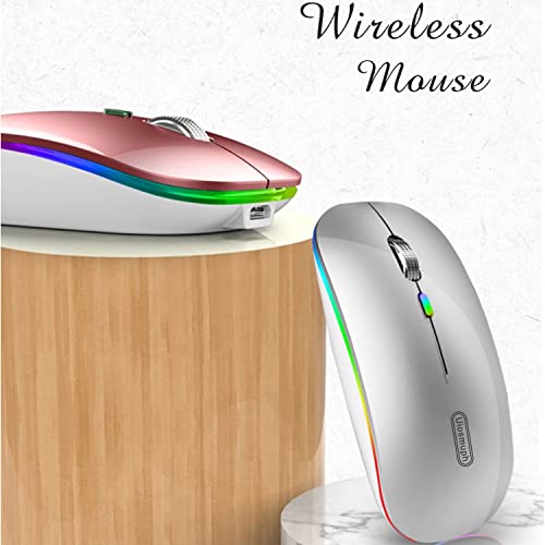 Uiosmuph G12 Maus Kabellos, LED 2.4G Leise Funkmaus Wiederaufladbar Wireless Mousemit Nano-USB-Empfänger 1600 DPI Computermaus für PC/Laptop/Windows/MacBook (Roségold) Bild 4