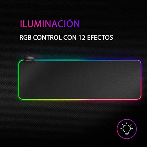 Mars Gaming MMPRGB2 XXL, Mauspad RGB 12 Modi, 2 USB 2.0, Schwarz Bild 2