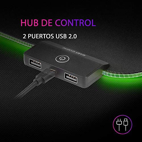 Mars Gaming MMPRGB2 XXL, Mauspad RGB 12 Modi, 2 USB 2.0, Schwarz Bild 3