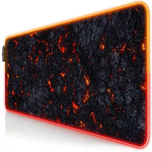 CSL-Computer Titanwolf Flash Gaming-Mauspad – 7 LED-Farben – 4 Effektmodi für Präzision und Geschwindigkeit – waschbare Gummiunterseite Lava Bild 1