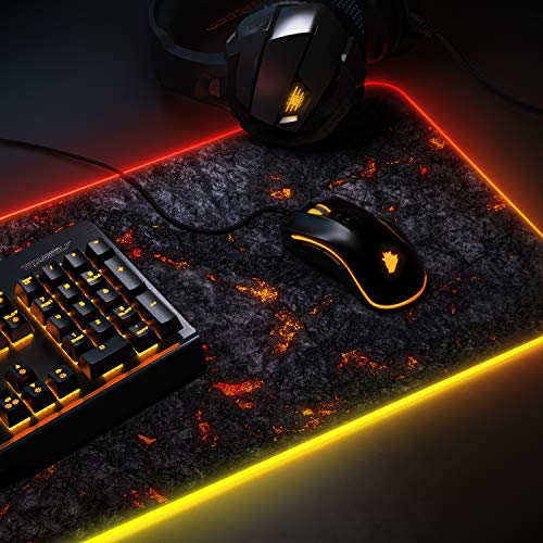 CSL-Computer Titanwolf Flash Gaming-Mauspad – 7 LED-Farben – 4 Effektmodi für Präzision und Geschwindigkeit – waschbare Gummiunterseite Lava Bild 6