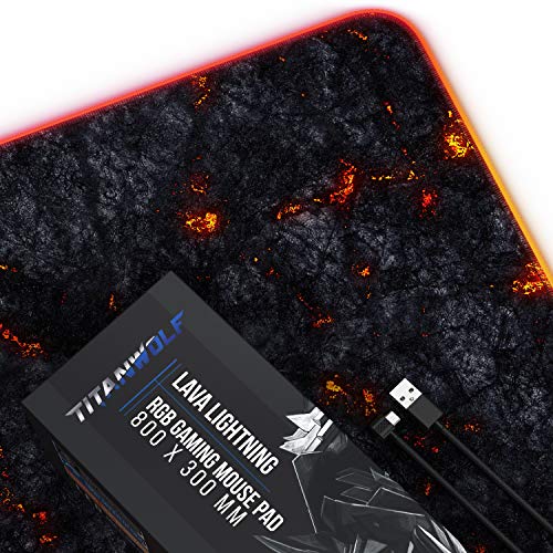 CSL-Computer Titanwolf Flash Gaming-Mauspad – 7 LED-Farben – 4 Effektmodi für Präzision und Geschwindigkeit – waschbare Gummiunterseite Lava Bild 7