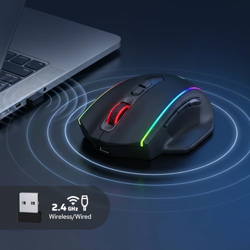 Redragon M686 Vampire Elite Kabellose Gaming Maus, 16000 DPI Kabelgebunde/Kabellose Maus mit Professionellem Sensor, 45-Stunden-Dauerleistung, Anpassbarem Makro und RGB-Hintergrundbeleuchtung Bild 4
