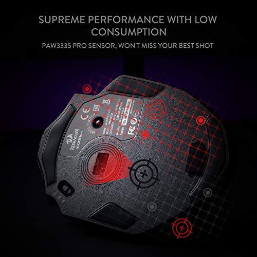 Redragon M686 Vampire Elite Kabellose Gaming Maus, 16000 DPI Kabelgebunde/Kabellose Maus mit Professionellem Sensor, 45-Stunden-Dauerleistung, Anpassbarem Makro und RGB-Hintergrundbeleuchtung Bild 5