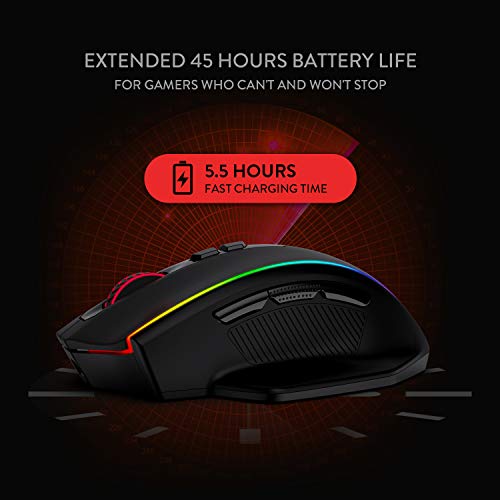 Redragon M686 Vampire Elite Kabellose Gaming Maus, 16000 DPI Kabelgebunde/Kabellose Maus mit Professionellem Sensor, 45-Stunden-Dauerleistung, Anpassbarem Makro und RGB-Hintergrundbeleuchtung Bild 6