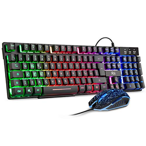 Rii Gaming RK108 (italienisches Layout) – Set mit Tastatur RK100+ und Gaming-Maus, LED-Hintergrundbeleuchtung, Empfindlichkeit einstellbar bis zu 3.200 dpi Bild 1