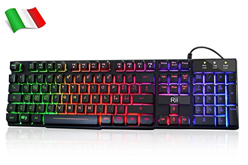 Rii Gaming RK108 (italienisches Layout) – Set mit Tastatur RK100+ und Gaming-Maus, LED-Hintergrundbeleuchtung, Empfindlichkeit einstellbar bis zu 3.200 dpi Bild 3