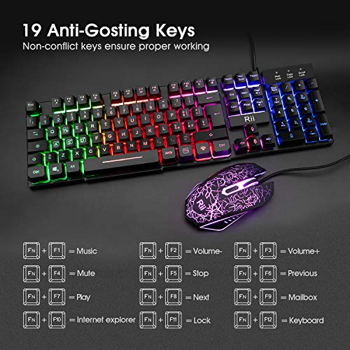 Rii Gaming RK108 (italienisches Layout) – Set mit Tastatur RK100+ und Gaming-Maus, LED-Hintergrundbeleuchtung, Empfindlichkeit einstellbar bis zu 3.200 dpi Bild 6