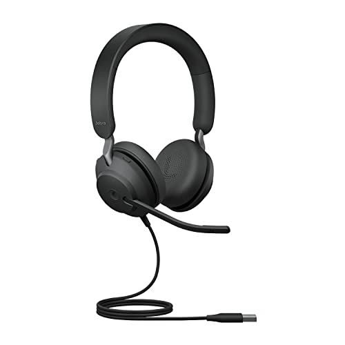 Jabra Evolve2 40 PC Headset – Noise Cancelling Microsoft Teams Certified Stereo Headphones with 3-Microphone Call Technology – USB-A Cable – Black Bild 2