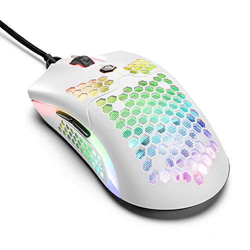 MAMBASNAKE Kabelgebundene leichte Gaming-Maus 65G, 26 RGB-beleuchtete USB-Gaming-Mäuse und 7 programmierbare Tasten, 12000 DPI, mit ultraleichter Wabenoberfläche Modell O für PC-Spieler, Xbox, PS4 Bild 2