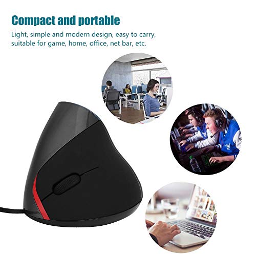 Tosuny Ergonomische Mäuse, 3200DPI Gaming Mice Mouse USB Vertikale Maus Mäuse, Wrist Rest Gaming Mäuse für PC Laptop(Schwarz) Bild 2